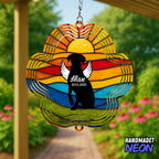Personalized Dog Memorial Wind Spinner Metal Outdoor Art, Custom Rainbow Angel Wings 3D Kinetic Sculpture, Ornament Hanging Pet Sympathy Gifts for Dogs