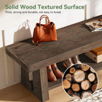 63'' Solid Wood Entryway Bench with Open Shelves, 2-Tier End of Bed Bench, Farmhouse Wooden Bench Indoor for Dining Room, Living Room, Hallway, Bedroom