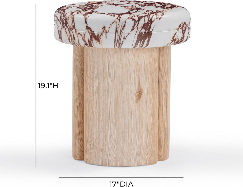Tov Furniture Sheila Wood and Breccia Capraia Textured Concrete Side Table