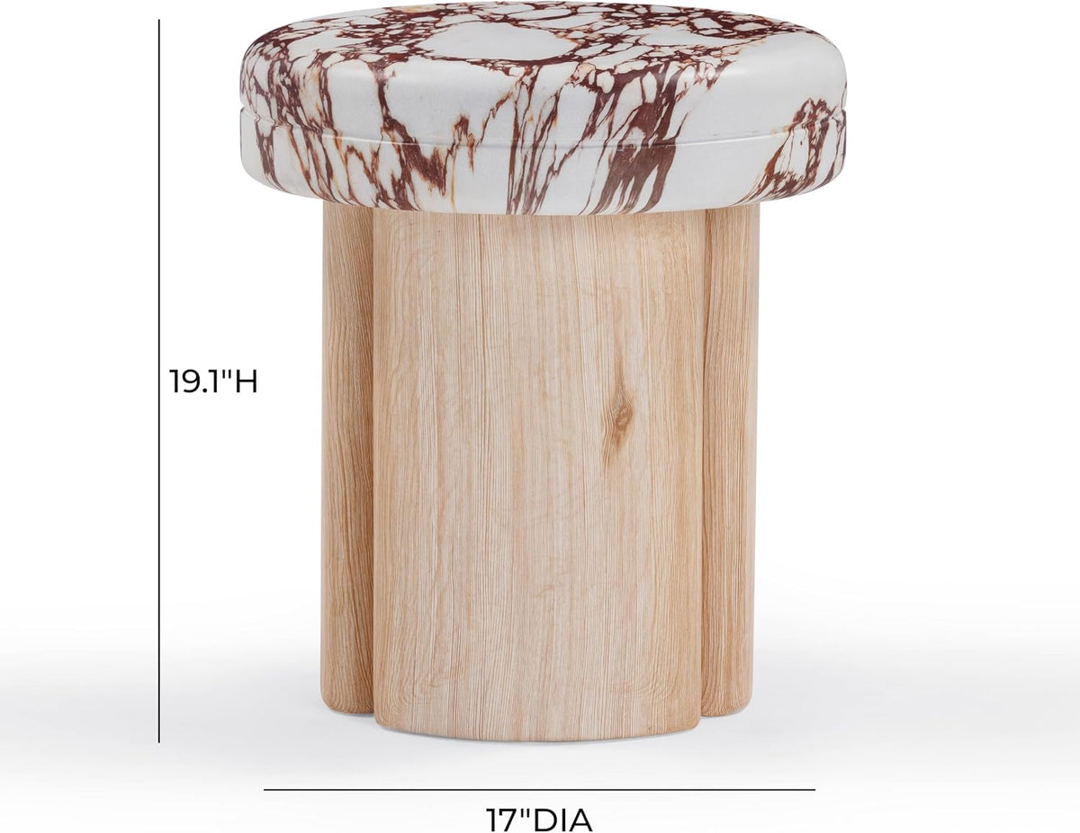 Tov Furniture Sheila Wood and Breccia Capraia Textured Concrete Side Table