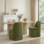 KISLOT Upholstered Dining Chairs Set of 4 with Hidden Casters, Modern Kitchen Chairs with Removable Washable Cover, Padded Dining Room Chairs with Chenille Velvet Fabric & Metal Frame, Green