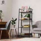CAPHAUS 4 Tier Ladder Bookshelf, 24 Inch Width Free Standing Shelf, Bookcase Shelf Storage Rack Organizer, Industrial Book Shelves for Home Office, Living Room, Kitchen, Black Wooden Shelves