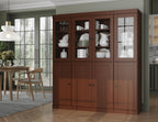 Palace Imports 100% Solid Wood Kitchen China Pantry Cabinet, 65" W - 4 Clear Glass & 4 Shaker Doors, Renewable Eco-Friendly Wood, Made in Brazil (Mocha, 8 China/Shaker Doors | 2 Drawers)