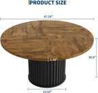GarveeHome 47" Round Dining Table for 4-6 People, Dining Room Table with Sturdy Waveform Metal Pedestal Base, Farmhouse Circle Kitchen Table for Dining Room, Kitchen