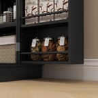 41" Black Kitchen Pantry Cabinet - Extra Storage, Double Doors, Adjustable Shelves