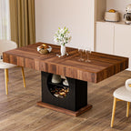 55" Dining Table for 4 to 6 People, Farmhouse Wood Dinner Table with Drawers & Open Storage for Kitchen, Dining Room & Living Room (Walnut & Black)