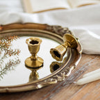 Vintage Candlestick Candle Holders Brass - Romadedi Taper Gold Candle Stick Victorian Style for Table Centerpiece Wedding Festive Christmas Mantel Decoration or Home Decor Set of 2
