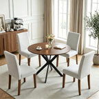 mikibama 54" Extendable Round Dining Table for 4-6, Modern Oval Kitchen Table with Metal Legs & Faux Wood Grain Top, Space Saving Expandable Dining Room Table for Small Space, Easy Assembly, Walnut