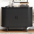 Buffet Cabinet with Storage, Fluted Sideboard Buffet with Sliding Door, Coffee Bar Cabinet with Adjustable Shelf, Console Table, Accent Table for Entryway, Kitchen (Black, 40 Inch)