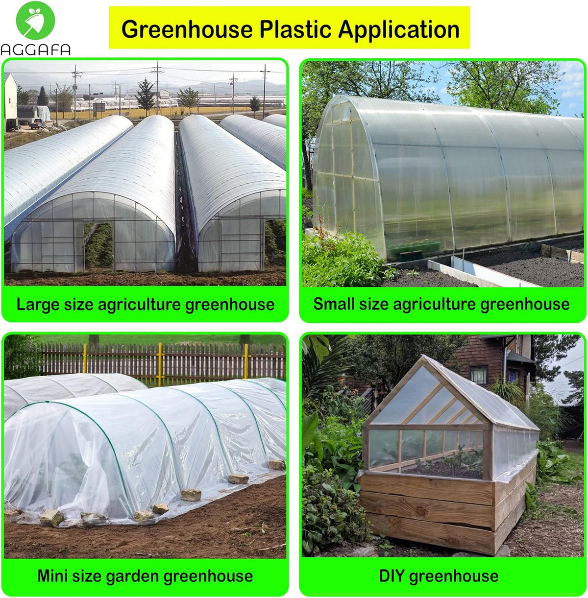 6 mil (12ft x 25ft) 100% Virgin Material. 5Layers Advanced Extrusion Technology for UV Protection, Anti-drip, Anti-Fog, Thermal and Strength. 4Years Lifetime UV Resistant Greenhouse Plastic