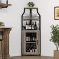 GAOMON Corner Wine Cabinet with Wine Rack and Glass Holder 5 Tier Modern Corner Wine Cabinet Corner Bar Cabinet Industrial Liquor Cabinets for Kitchen, Living Room, Dining Room,Grey