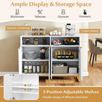 Giantex Buffet Cabinet with Storage, 40" Large Kitchen Sideboard with 4 Doors, 2 Compartments, Adjustable Shelves, Modern Accent Furniture for Living Room Entryway (White)