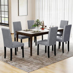 GOFLAME Upholstered Dining Chairs Set of 4, Fabric Kitchen Chairs with Padded Seat, Tilt Backrest, Rubber Wood Legs, Armless Side Chairs for Dining Room, Living Room, Restaurant, Light Gray