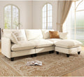 Ihanherry 105" Modular Sectional Sofa, L-Shaped Cloud Couch with Oversized Large Cushions & Movable Ottoman, Chenille Deep Seat Couch for Living Room, Beige