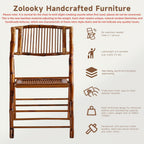 2 Pack Certified Bamboo Folding Chair, Completely Upgraded Foldable Vintage Dining Chair with 330lb Handcrafted for Living Room Patio Garden Balcony Indoor/Outdoor (, Antique Brown)