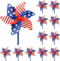 IiILittle 12 Pack Patriotic Pinwheels, No Assembly Required, American Flag Pinwheels, Wind Spinners for Yard for 4th of July Decor, Memorial Day Decor, Patriotic Outdoor Decor