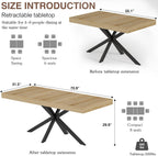 Extendable Dining Room Table for 4 6 8, 55"-70.9" Large Rectangle Kitchen Table,Wood Expandable Dining Table with Hidden Leaf & Storage, Space Saving, For Kitchen Dining Living Room,Diner Table,Oak