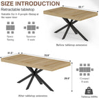Extendable Dining Room Table for 4 6 8, 55"-71" Long Rectangle Kitchen Table,Wood Expandable Dining Table with Hidden Leaf & Storage, Space Saving, For Kitchen Dining Living Room, Farmhouse, Oak