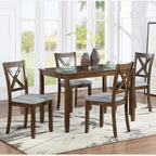 Ball & Cast Wood Frame Dining Chairs Set of 4, Modern Linen Upholstered Kitchen-Chairs with Padded Seat, 330lb Heavy Duty X-Backrest Side Chair for Dining Living Room, Easy Assembly, Walnut