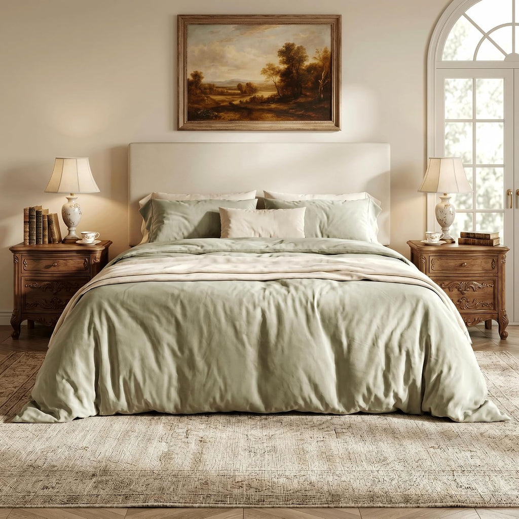 Allewie Queen Velvet Fabric Bed Frame, Adjustable Headboard, Cream White