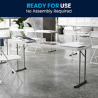 Flash Furniture 6 ft Plastic Folding Training Table, Granite White | Durable Construction, Commercial Use