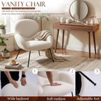 Accent Chair, Accent Chair for Bedroom, Boucle Chair (Cream Whtie) | Comfy Bedroom Chair with Love Back and Sturdy And Durable Solid-Wood Frame/ Study Room / Bedroom / Living Room /(Cream Style)