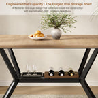 MECHYIN 55" Dining Table for 4-6, Industrial Kitchen Table with Spacious Storage Shelf, Sturdy Metal Frame Rectangle Dining Table for Dining Room, Small Apartments, Home Office