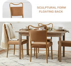 Velvet Dining Chairs Set of 2, Mid-Century Modern, Brown | Wood Grain Metal Frame, Soft Velvet Upholstery, Curved Backrest, 4.5-Inch Padded Seat, 350 LBS Weight Capacity
