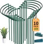 TCBWFY 10 Pack Plant Support Stakes for Peony,10" Widex16 High Heavy Duty Peony Cages and Support,Metal Peony Supports for Outdoor Indoor Plants,Plant Supports for Peony,Tomatoes,Hydrangea,Rose