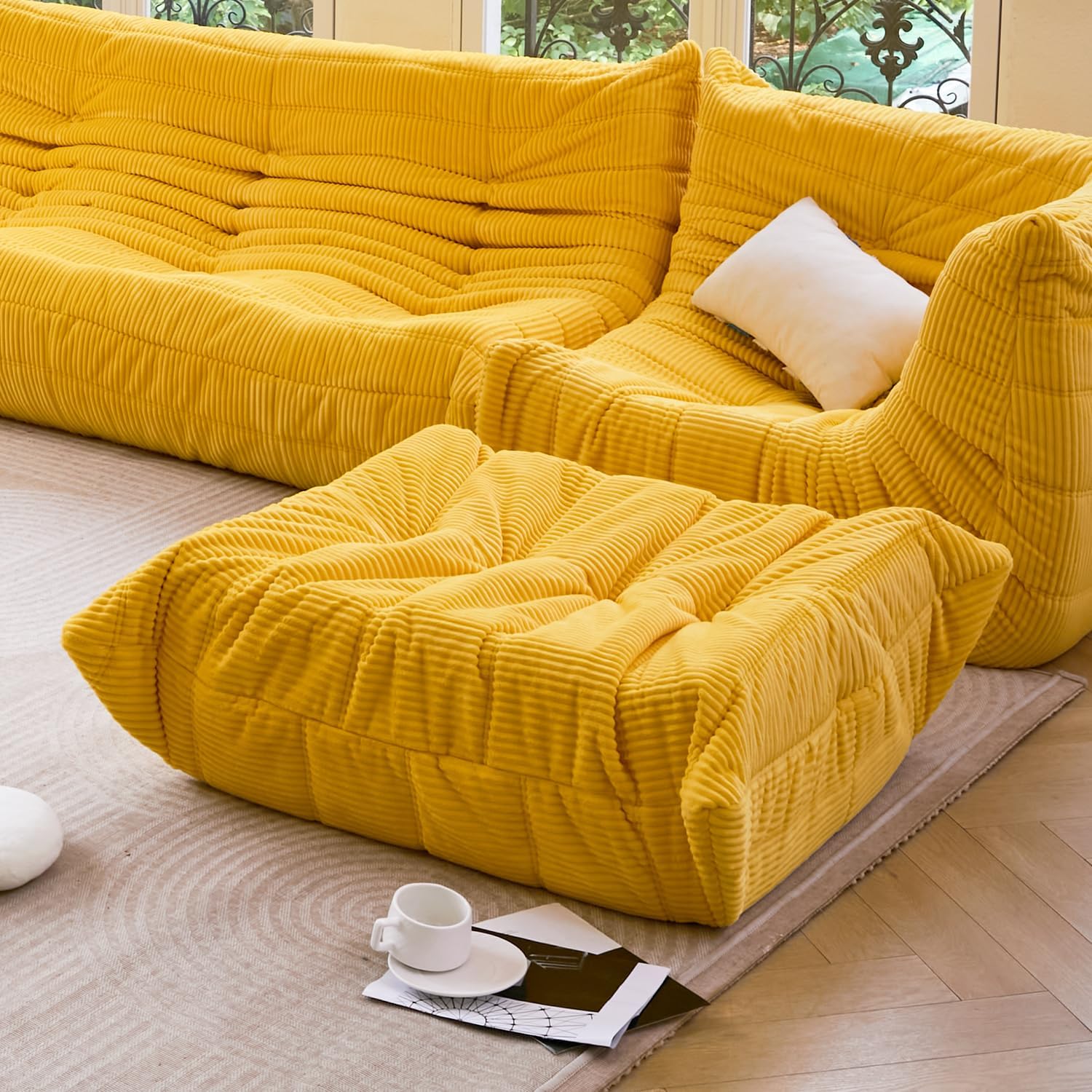 N&V Ottoman for Fireside Chair and Sofa, Soft Premium Corduroy,Foam Ottoman for Accent Chair, Living Room Bedroom(Future Dusk)