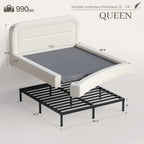 Homkdom Cloud Bed Frame Queen Size with 5.1" Headboard for Minimalist Room