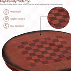3 Piece Bar Table and Chairs Set, Round Counter Height Dining Table with Chessboard, 2 Upholstered Swivel Bar Stools, Rubber Wood Frame, Farmhouse Pub Table Set for Kitchen, Bistro