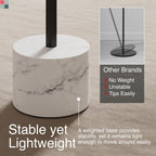 Round Metal Drink Table with Black Top and Faux Marble Base – Small Pedestal Side Table for Living Room, Bedroom, or Office – Modern Black Round Cocktail Table, Easy Assembly, Scratch-Resistant