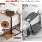 C Table End Table Adjustable Height, 360°Swivel TV Tray Table, Upgraded Metal and Wooden Base to Prevent Slipping, Couch Armrest Table Snack Tables for Laptop Sofa Bed Dinner or Small Space(Brown）
