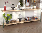 Console Table 2-Tier Rectangle Entry Desk Wood Shelf Glass Leg 32-inch