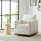CHITA Swivel Accent Chair, FSC Certified Wood Frame, Fully Assembled, Linen | Linen Fabric Arm Chair with 360° Swivel Wood Base, Mid Century Modern Living Room Chair, 33"Dx30"Wx33"H, 300 Lb Capacity