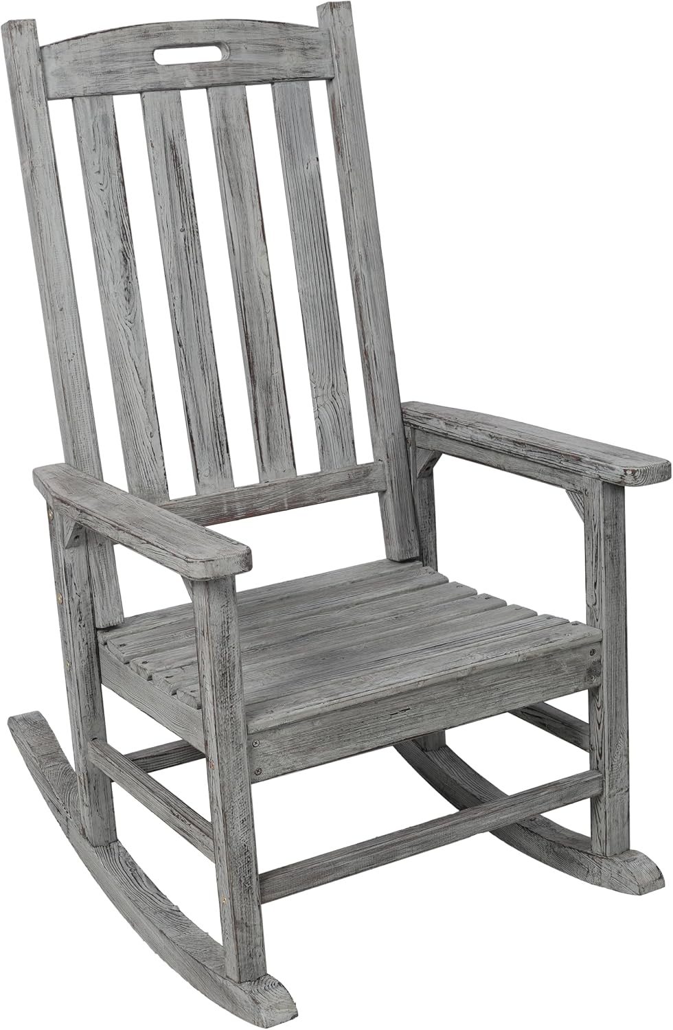Oversized Wooden Porch Rocker Chair: Classic Fir Wood Design with 21-Inch Wide Seat & High Backrest - Smooth Rocking Motion for Indoor & Outdoor Use - Supports Up to 330 lbs