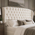 AMERLIFE King/Cal King Headboard Only, Velvet Upholstered Wingback, Cream