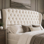 AMERLIFE King/Cal King Headboard Only, Velvet Upholstered Wingback, Cream