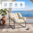 Litake Oversized Egg Shaped Wicker Outdoor Rocking Chair, Papasan Rocking Chair, Patio Rocker with Soft Removable Cushion, Reinforced Frame, Weather-Resistant – Ideal for Balcony, Porch, Garden