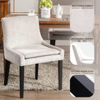 MALOL Upholstered Dining Chairs Set of 4, Mid-Back Kitchen Room Chair with Wood Legs, Corduroy Padded Dining Side Chairs for Dining Room, Beige
