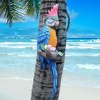 Teaeeno Tropical Hanging Parrot for Outdoors,Tropical Bird Wall Decor, Tiki Outdoor Decor,Home Ornament Decor for Tiki Bar,Perfect for Yard Ornaments,Tree Decorations Outdoor,Patio,Lawn,Tree Trunk