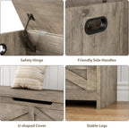 GarveeHome 47.2 in Storage Chest, Wooden Storage Bench with Safety Hinges, Easy Assembly, Large Shoe Bench for Entryway, Living Room, Bedroom