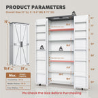 Furnaza Farmhouse 72" H Kitchen Pantry Cabinet with Adjustable Shelves | LED Craft Storage Cabinet Cabinet with 2 Barn Doors for Craft Room,Dining Room,Living Room,Home Office,16"D x 30"W