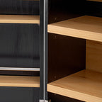 78.2" Tall Farmhouse Kitchen Pantry Cabinet with 8 Door Shelves, Storage Cupboard with 3 Adjustable Shelves, 3 Large Drawers,for Dining & Bathroom (Ash Black-J)