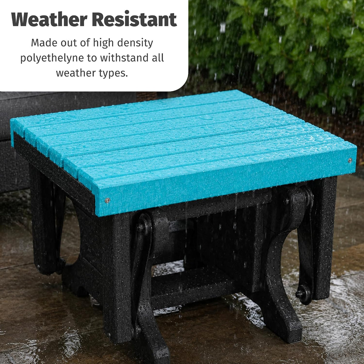 DutchCrafters Ottoman – Amish Made, HDPE Outdoor, Weather Resistant Patio Footrest Furniture for Porch, Deck & Backyard Relaxation, Weatherwood & Black