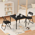 IDEALHOUSE Boys and Girls Folding Table and Chairs Set of 3, Portable Table and Chair with Pu Soft Cushion,Suitable for Eating,Reading and Playing (Black)