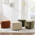 ONEVOG Storage Ottoman with Removable Lid, Modern Multifunctional Chenille Upholstered Footrest Stool for Couch, Modern Stool for Living Room, Bedroom, Dorm, Vanity, Green