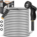 Garden Hose Metal 175FT, Stainless Steel Heavy Duty Water Hose With 10 Function Nozzle, No-Kink, Tough & Flexible, Sturdy and Lightweight, Rust Proof for Yard, Outdoor, RV