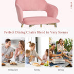 VECELO Velvet Dining Chairs Set of 6, Modern Upholstered Kitchen Chairs with Cushion, Padded Backrest and Metal Legs, Pink